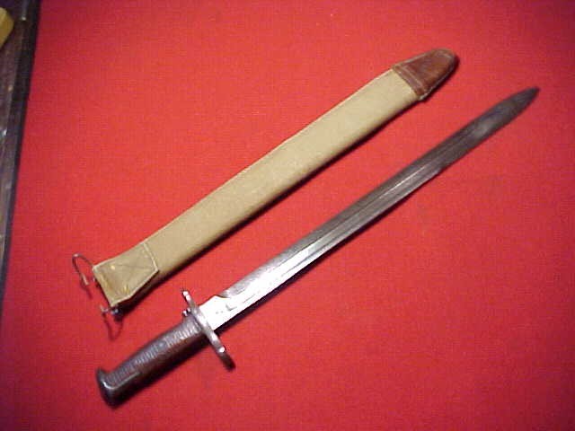 WWI ERA US M1905 BAYONET W/US M1910 CANVAS COVERED SCABBARD ~ CLEAN ESTATE ITEM