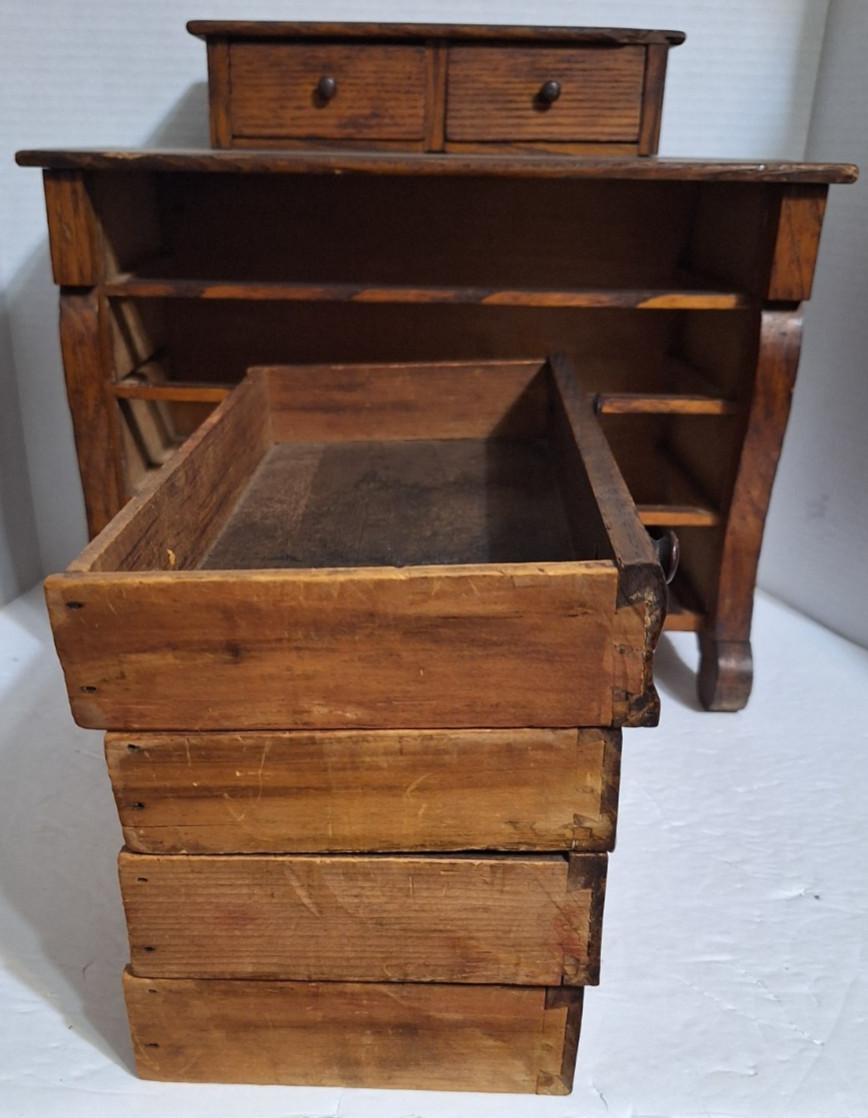 Antique Chest Bureau Salesman Sample 4 Drawers 2 Glove Boxes 13.5x13x6.5 Wooden