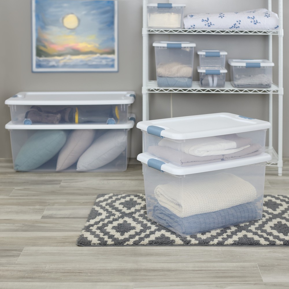 Sterilite 15 Quart Latching Storage Box, Stackable Bin with Latch Lid, 12 Pack