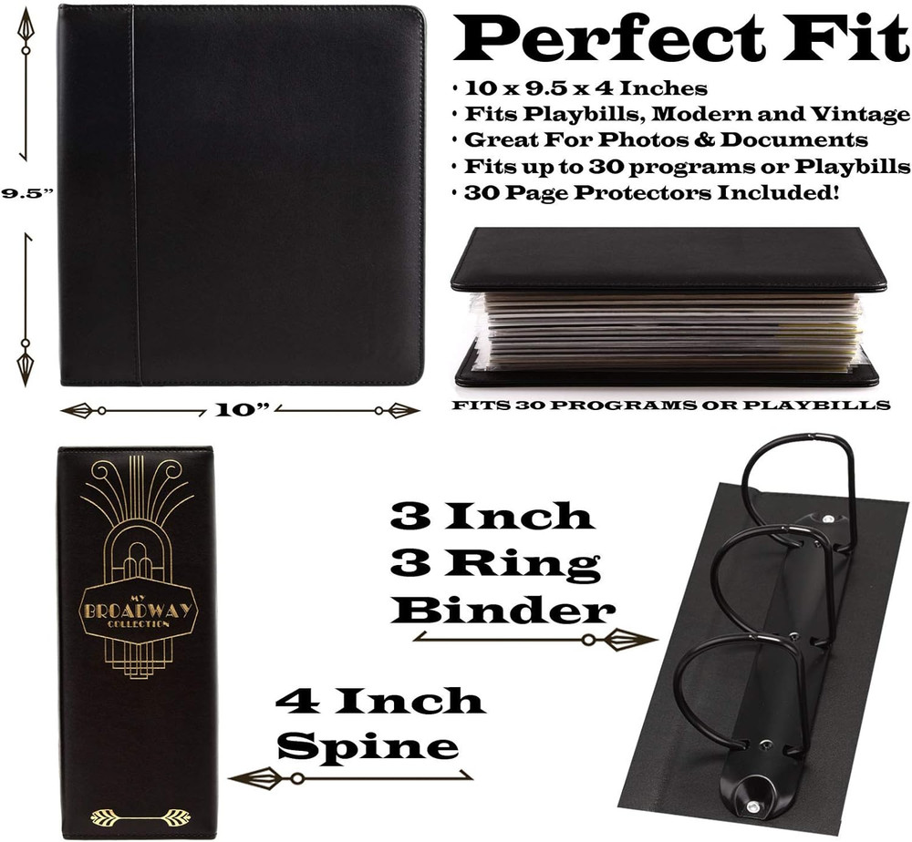 Binder for Holding Broadway Play Program and Theater Programs with 30 Custom ...