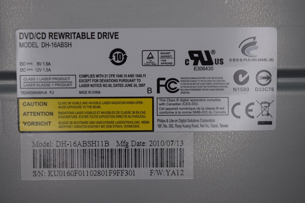 Philips Lite-on Digital DVD/CD Rewritable Drive Multi Recorder DH-16ABSH