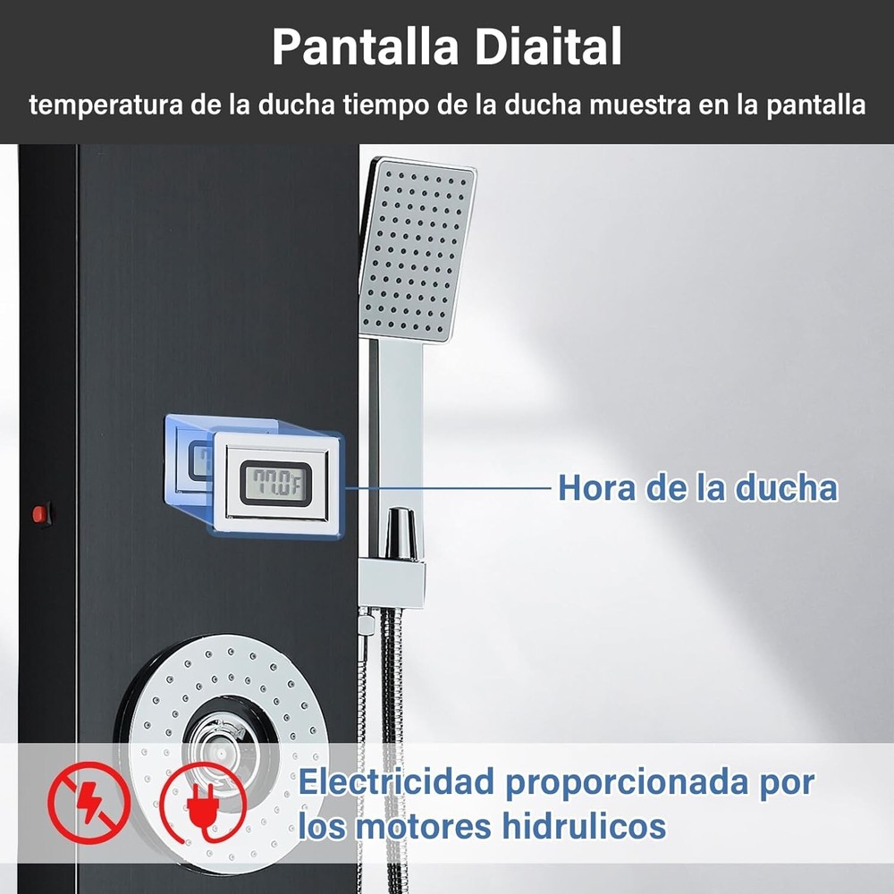 Shower Panel Tower System LED Rainfall Waterfall Shower Head w/ Body Massage Jet
