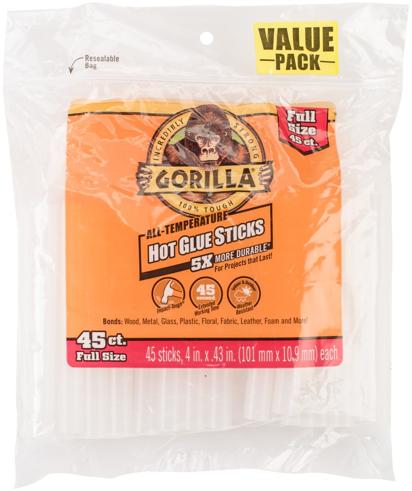 Gorilla High-Temp Glue Sticks 45/Pkg-.43"X4"