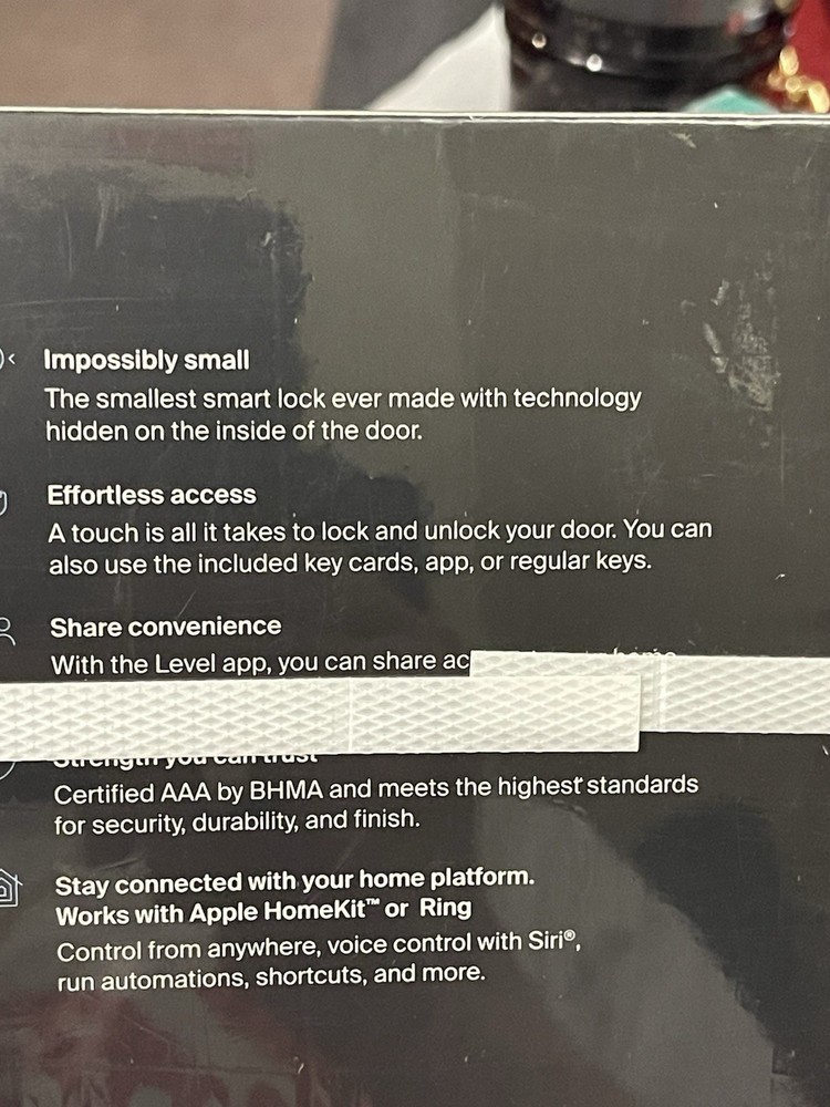 Level Lock Touch Edition Smart Deadbolt Apple HomeKit Bluetooth Matte Black NEW