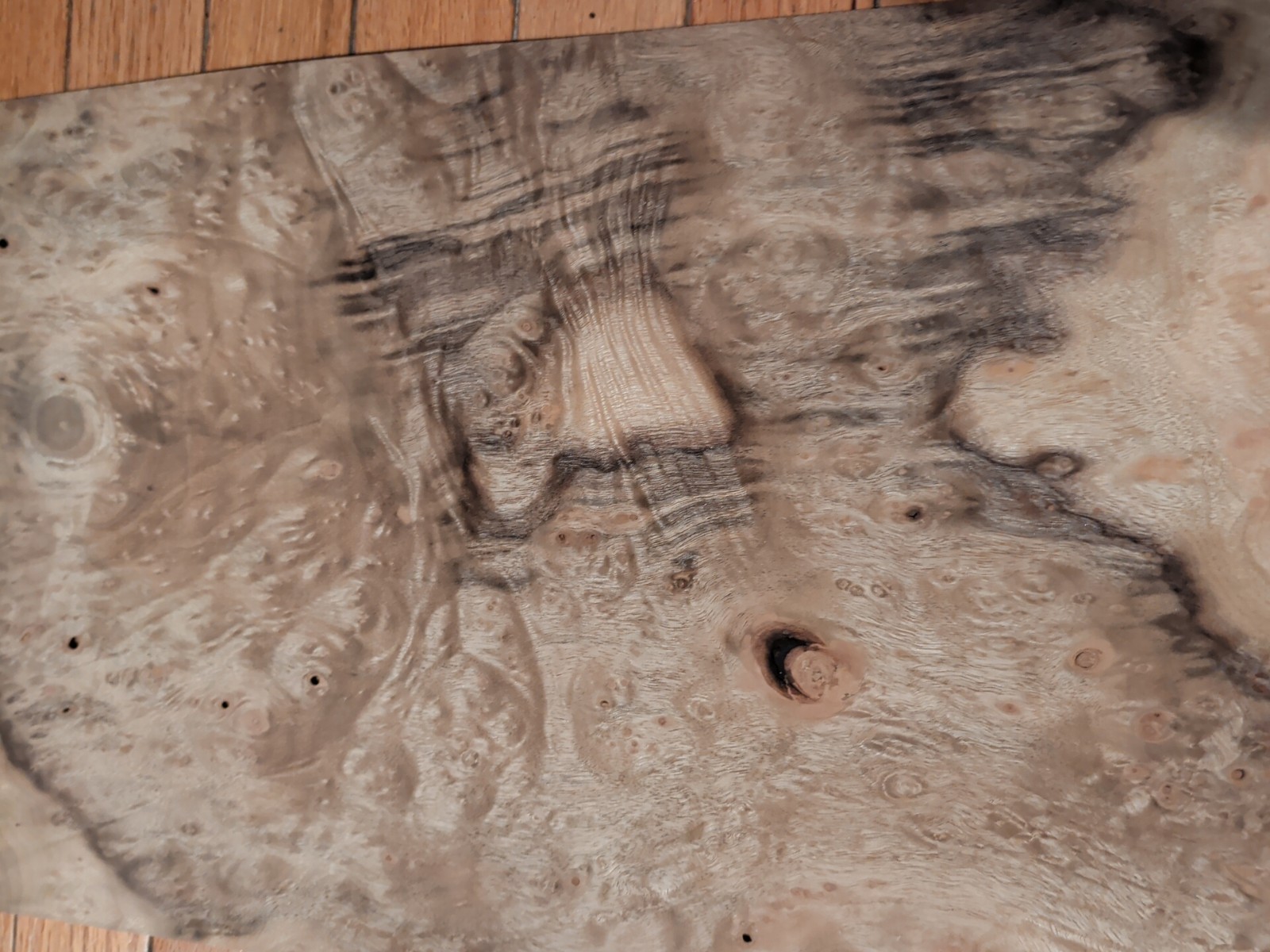 Myrtlewood burl veneer 2 pieces 18 1/4" x 11 5/8" each wood 1/42" raw