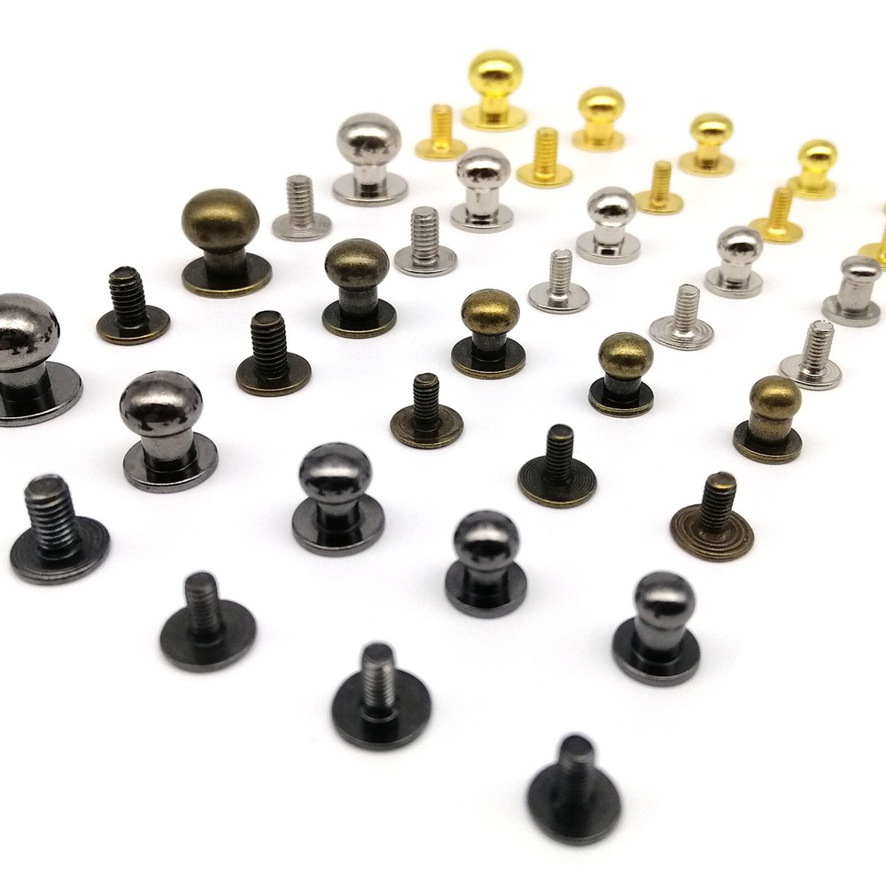 10pcs Solid Brass Round Head Stud Screwback Leather Bag Chicago Screw Nail Rivet