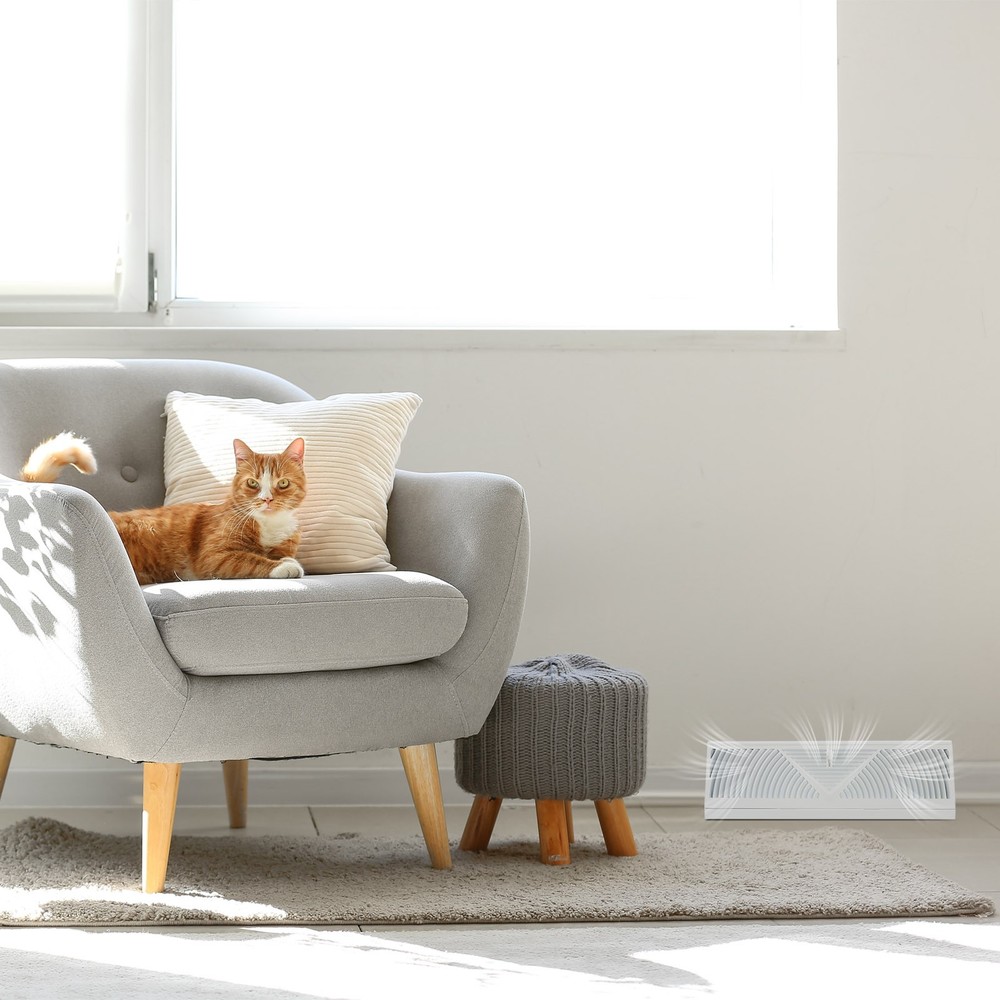 Skirting Board Register, 15 Inch Grid for White Floor Diffuser
