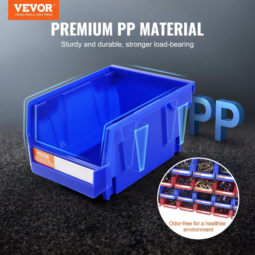 5x4x3in High Strength Stackable Plastic Bin Organizers 24 Unit
