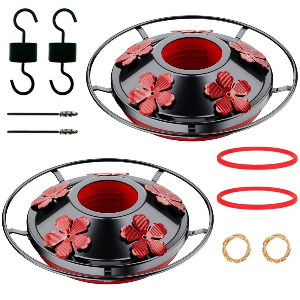 2 Pack Hummingbird Feeder Base Replacement Part Accessories Set - Black