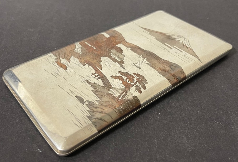 Antique Japanese 950 Silver Engraved Cigarette Case