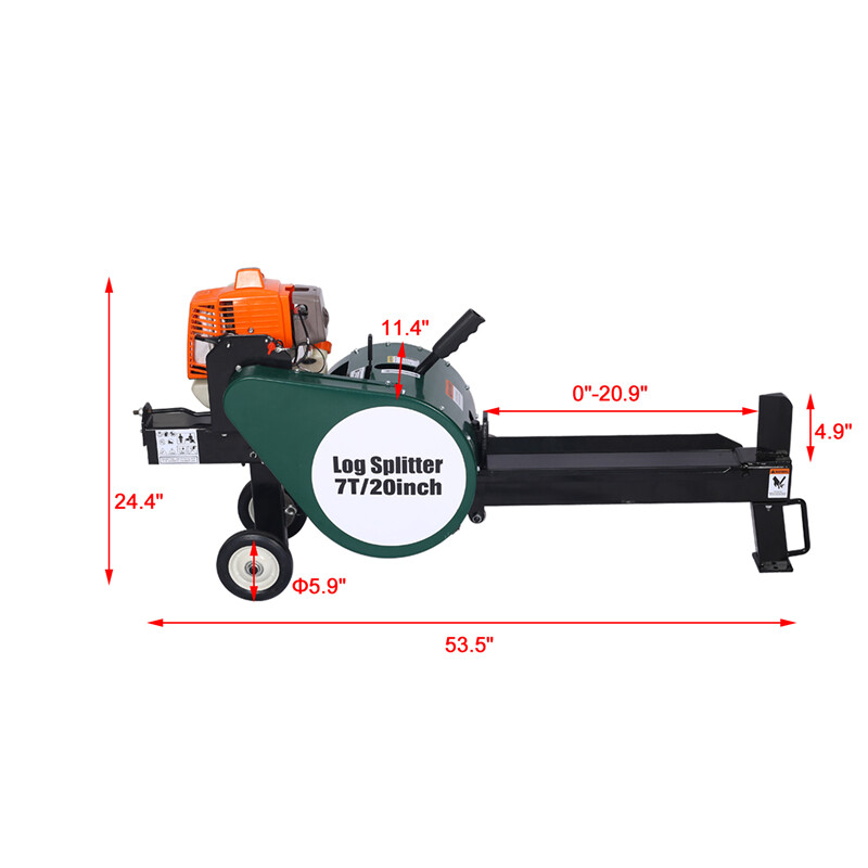 Double Flywheel Electric Log Splitter 7-Ton 2.7HP Hotizontal Auto Return 20in