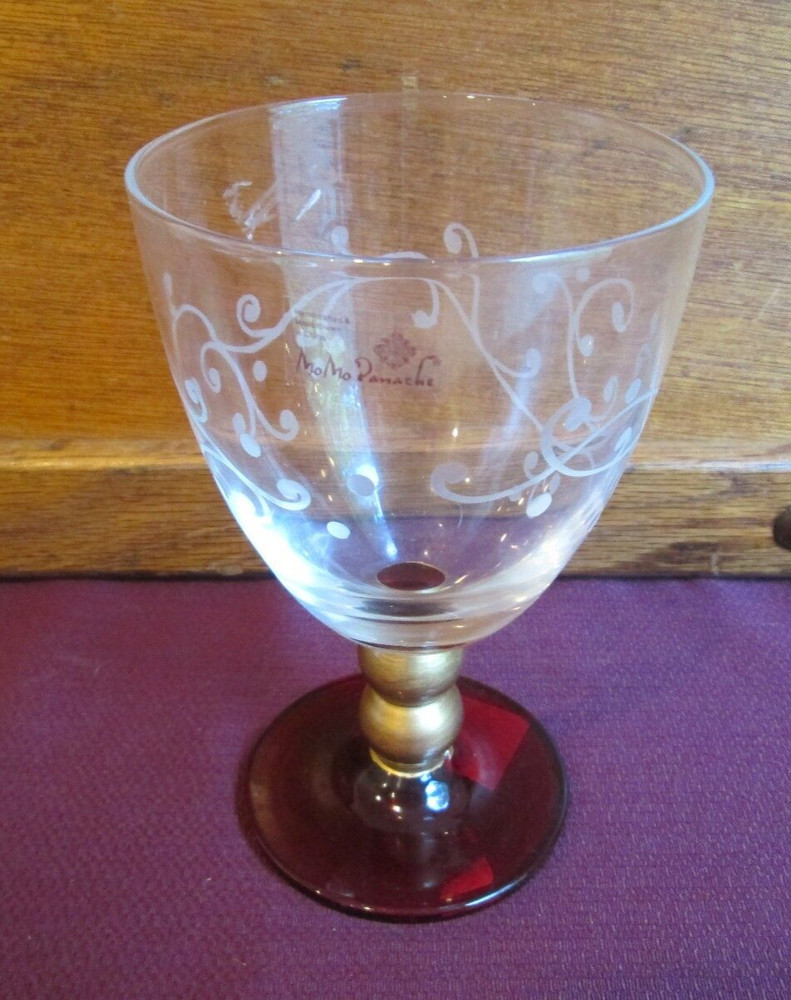 MO MO PANACHE MERRY MERRY CRYSTAL GOBLET -  6 1/2"  0211H