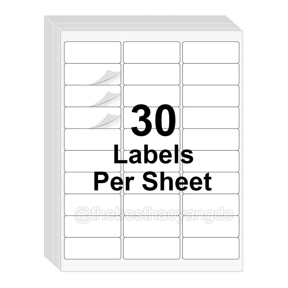Premium Shipping Address Mailing Labels 1" x 2 5/8" 30 Labels Per Sheet (30 UP)
