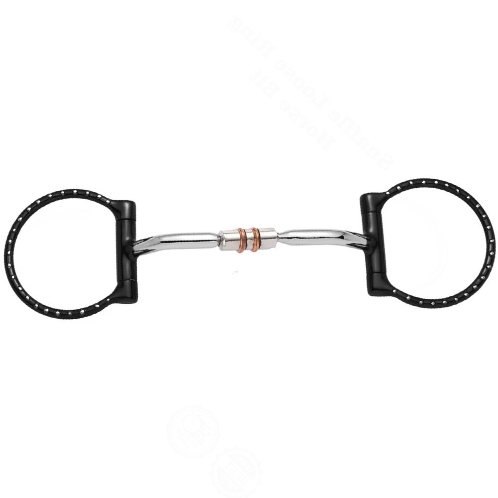 Western Horse D Ring Snaffle Bit Copper Roller Mouth Equestrian Training Bit