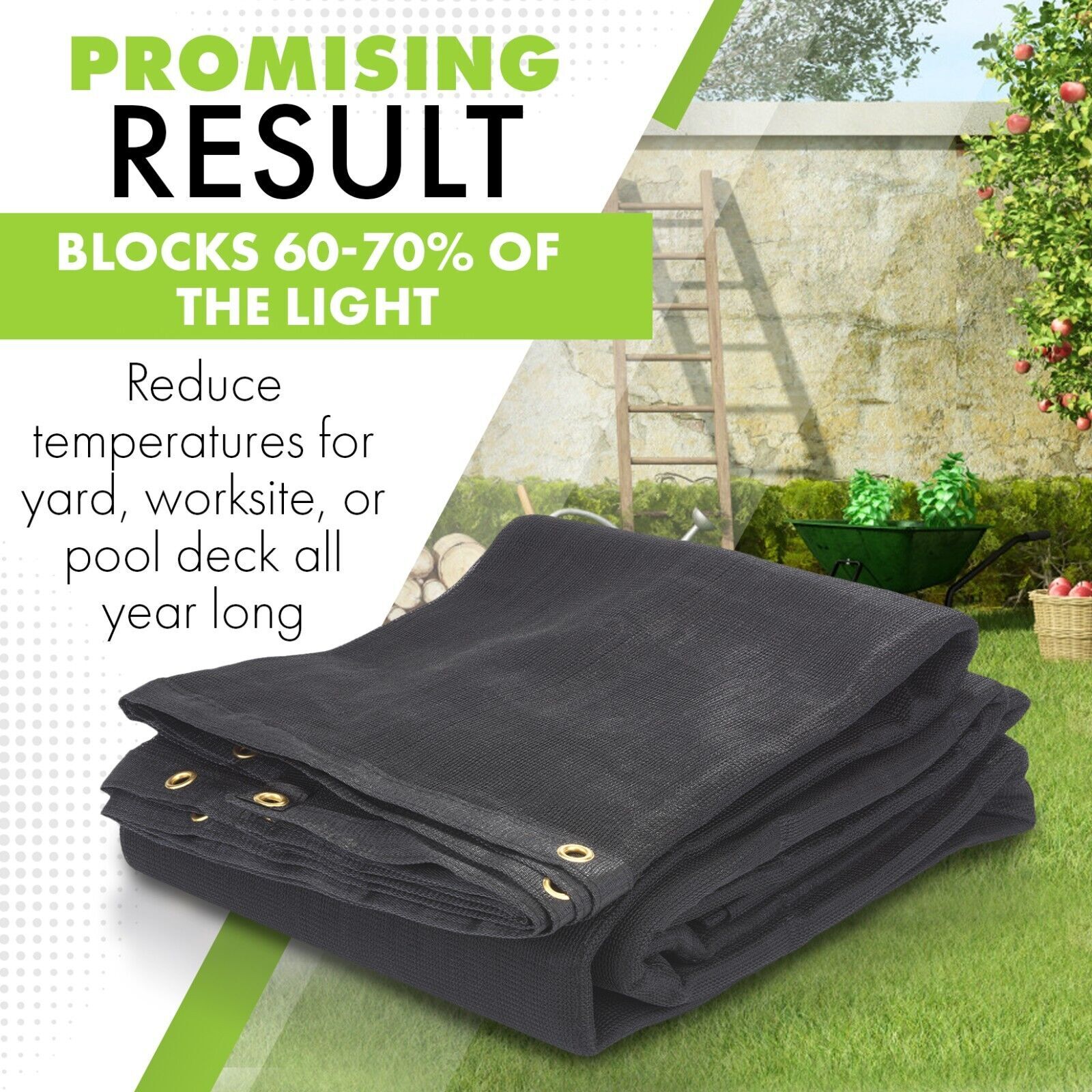 WindscreenSupplyCo Heavy Duty Mesh Tarp Sun Shade, Cover, 60-70% Blockage Black