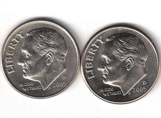 2005-P + D Uncirculated Roosevelt Dimes Both Business Types!