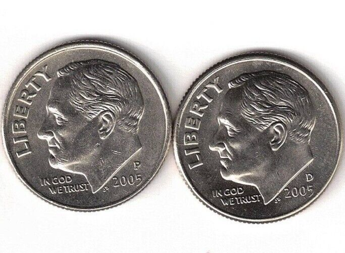 2005-P + D Uncirculated Roosevelt Dimes Both Business Types!