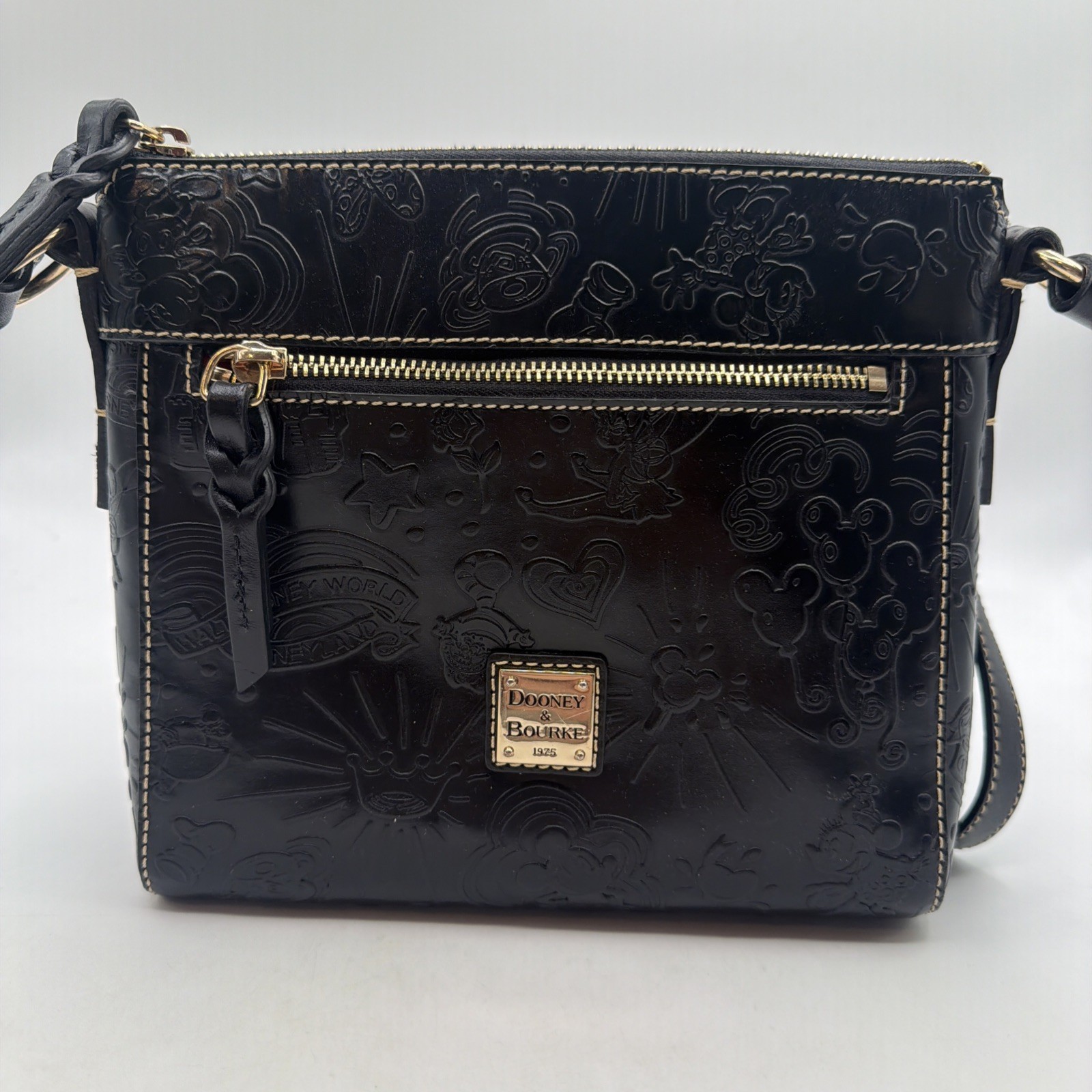 Disney Dooney & Bourke Leather Sketch Allison Crossbody Embossed All Black