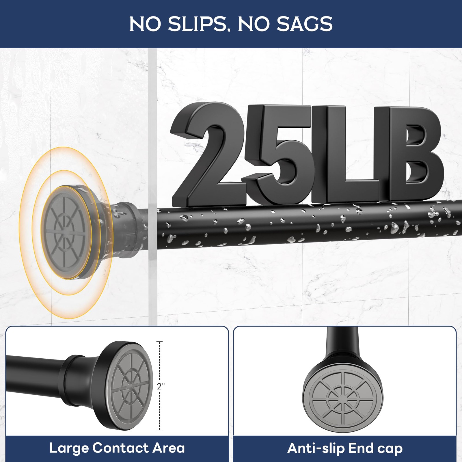 Tension Curtain Rod, Extra Long Outdoor Curtain Rod 43-100 Inch Adjustable, 1.1