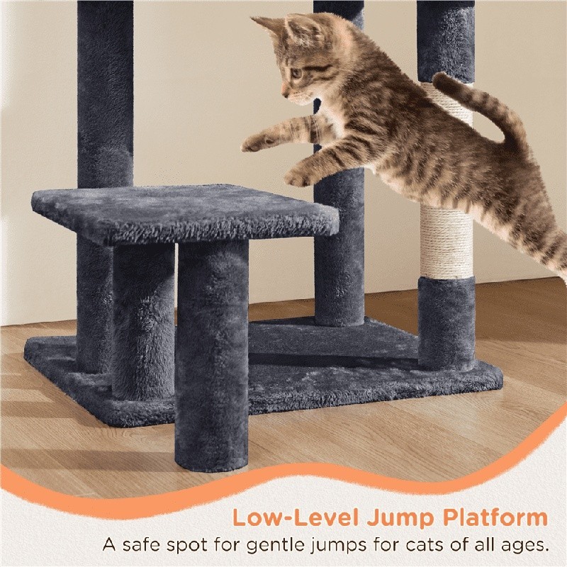 Multi Level Cat Tree Tower W/ Condo Basket Scratching Posts Plush Perches New