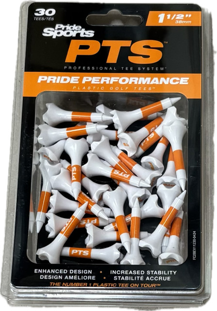 Pride Tee System Evolution Plastic Golf Tees - 1 1/2" - 4 Packs of 30