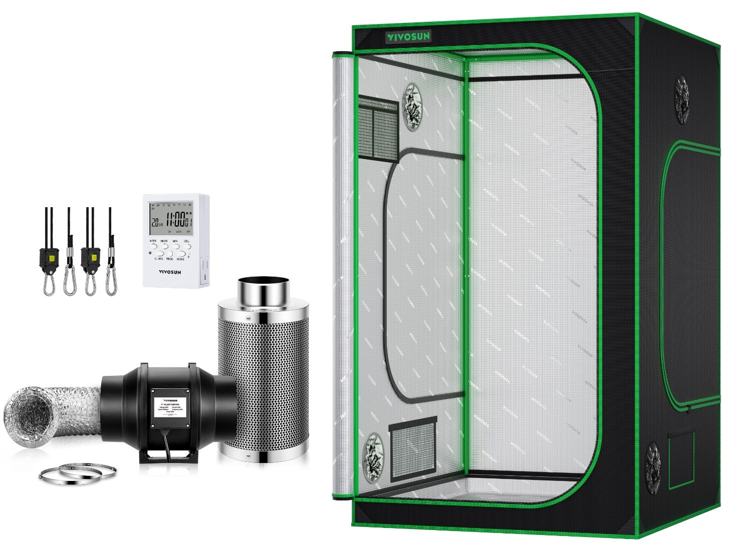 VIVOSUN 4'x4' Indoor Grow Tent with 4" Inline Fan Kit, New