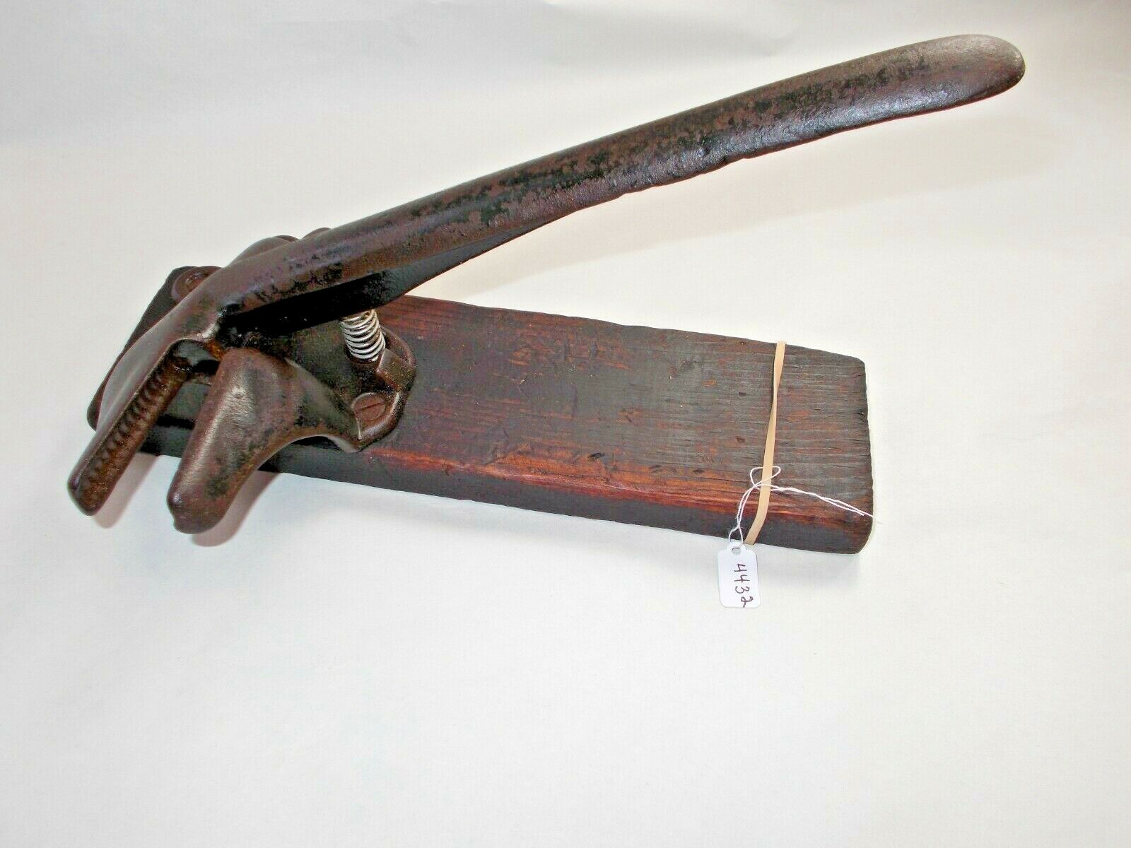 Vintage Nut Cracker, Opens to 15/16", Metal Handle and Jaws with Wooden Base