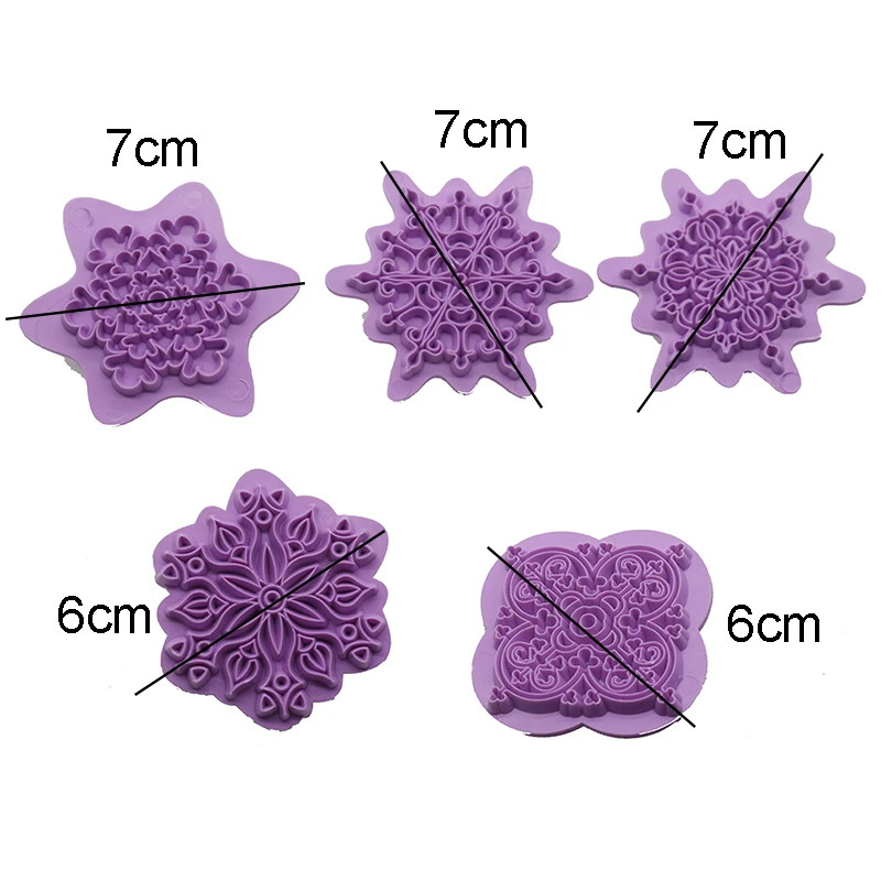 5pcs/lot Mandala Lace Pattern Emboss Stamp Polymer Clay Earring Texture Soap