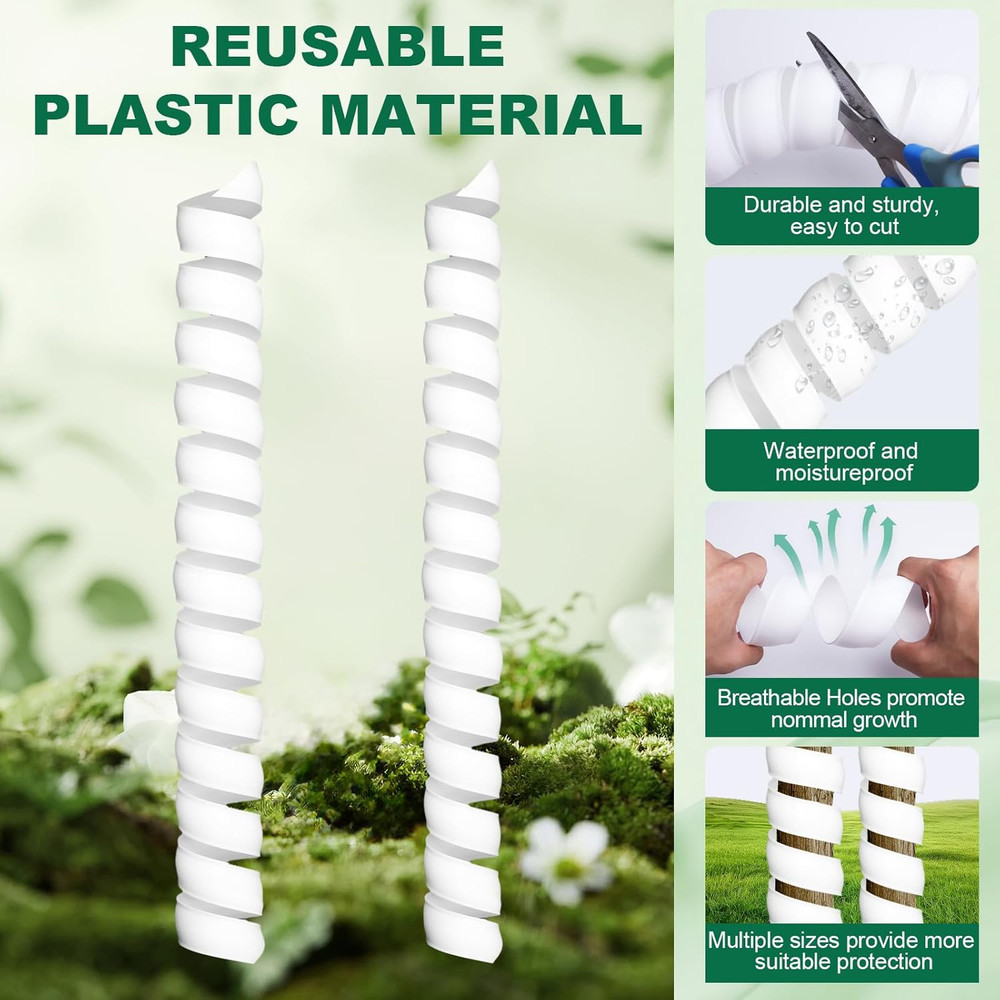 4PCS Tree Trunk Protector Guard, 2 Size Plastic Spiral Tree Bark Protector Tree