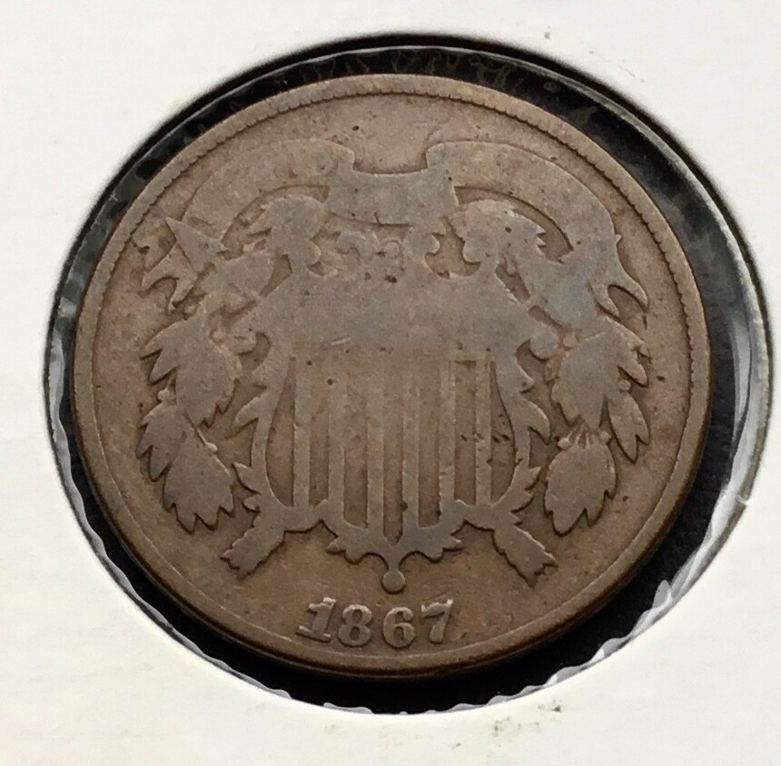1867 Two-cent piece Bronze 2c coin