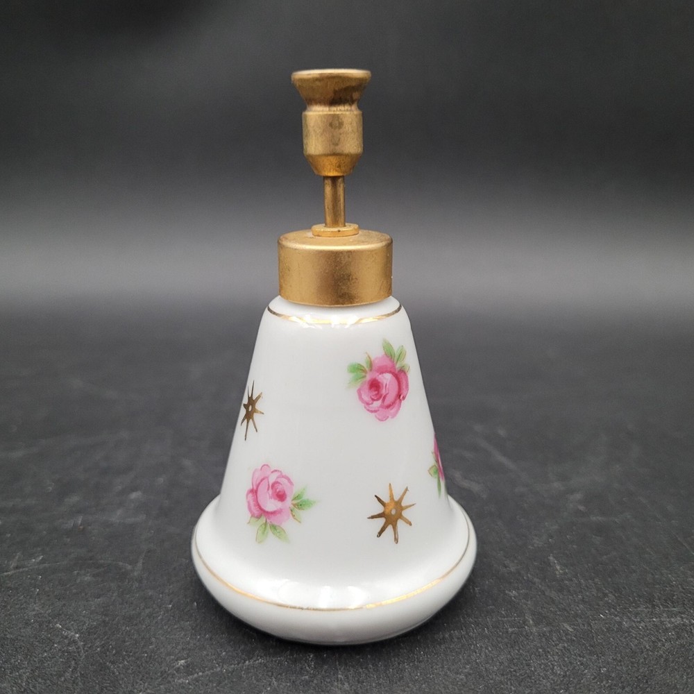 Vintage DeVilbiss Floral Porcelain Transferware Spray Perfume Bottle Atomizer