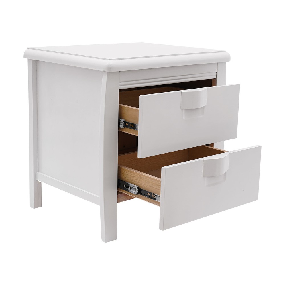 Assembly Free Solid Wood Nightstand White Bedside Table