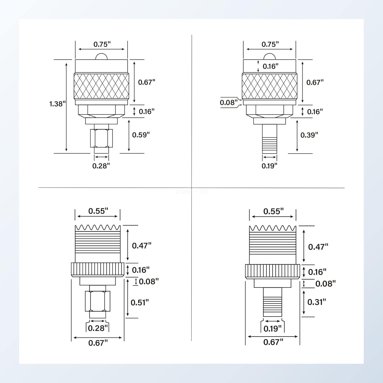 SMA to PL259 UHF Adapter Kit 4PC For CB Ham Radio VHF Antenna Walkie Talkie SDR