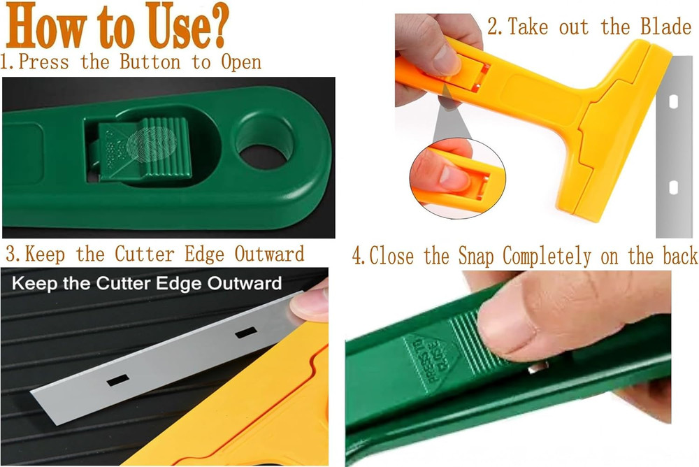 2pack Razor Blade Scraper, Industry Glass Window Scraper, Heavy Duty Cleaning...