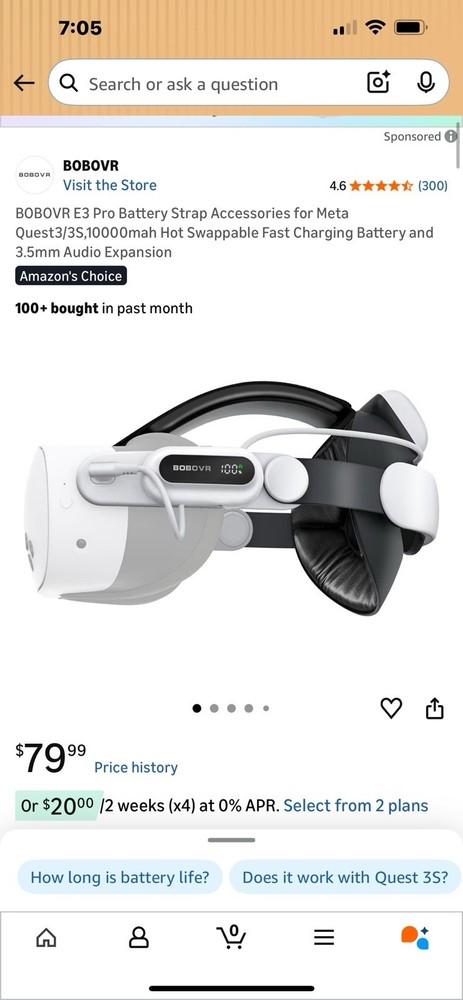 BOBOVR E3Pro Battery Strap Compatible with Meta Quest 3 and 3S Extended Playtime