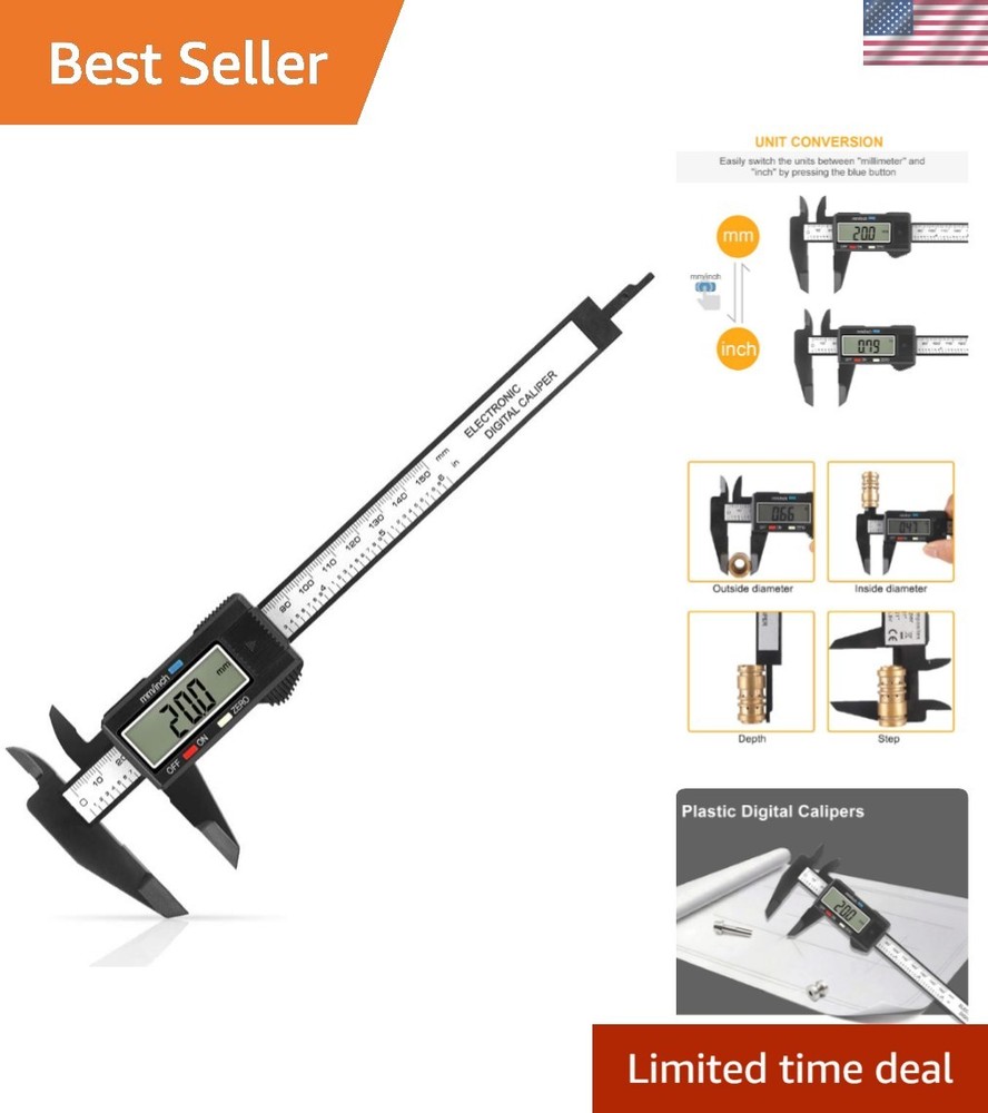 Versatile 6 Inch Measuring Tool: Digital Caliper with Inch & MM Conversion