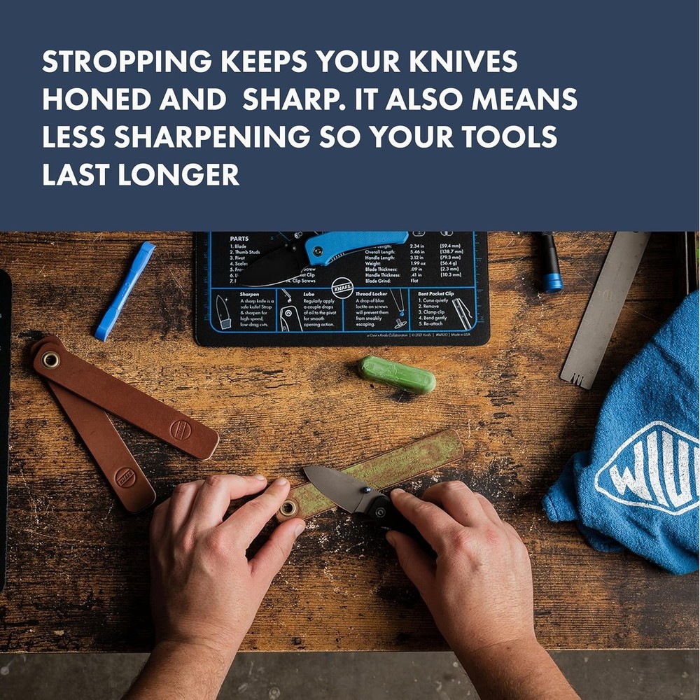 Leather Strop and Strop Compound for Pocket Knife Sharpening