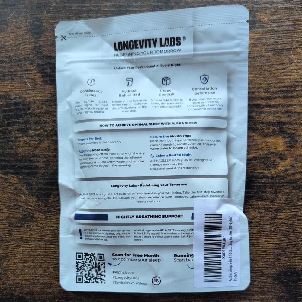 Longevity Labs Alpha Sleep Nightly Breathing Support 30 Nights