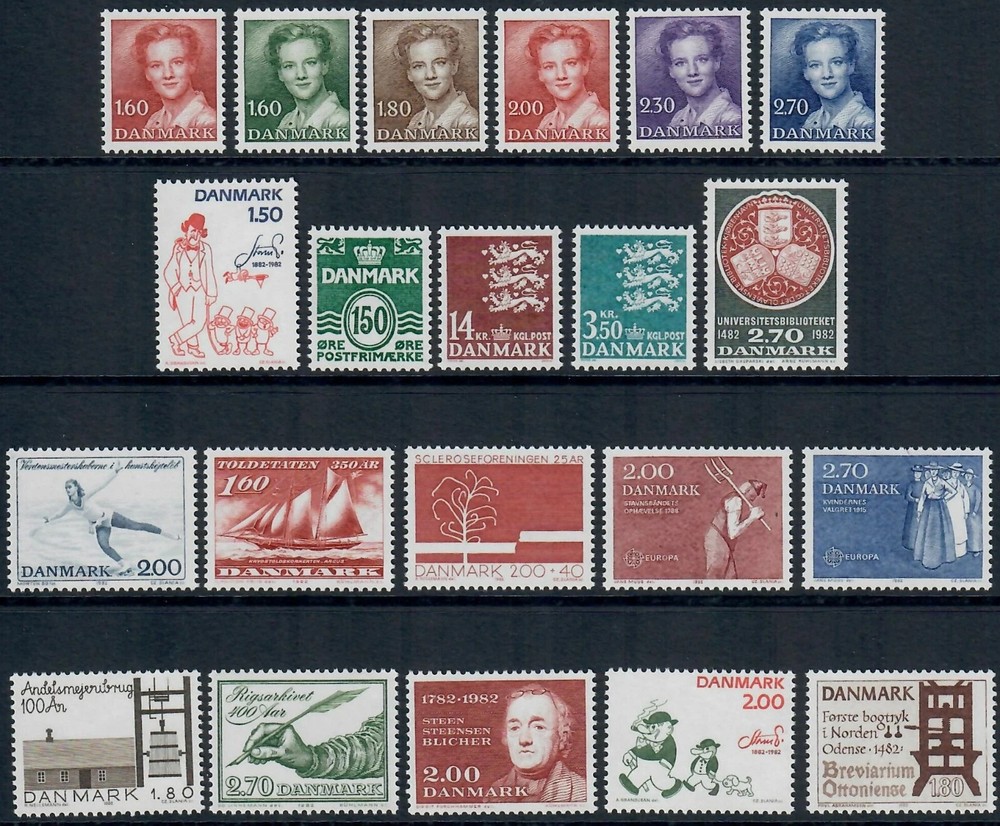 Denmark, 1982 year set, 21v, MNH