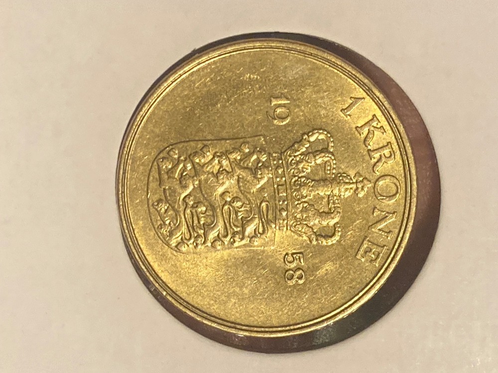 NICE GRADE 1958 DENMARK 1 KRONE