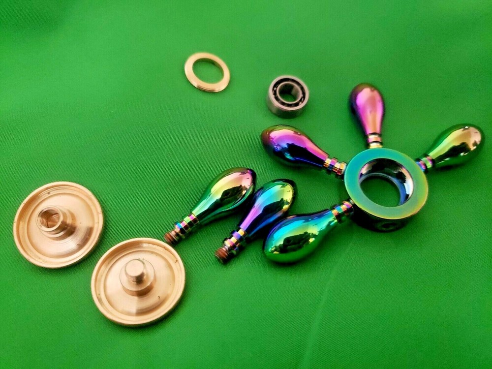 Rainbow Bowling Pins Solid Brass Fidget Spinner Toy Good Quality ADHD Focus EDC