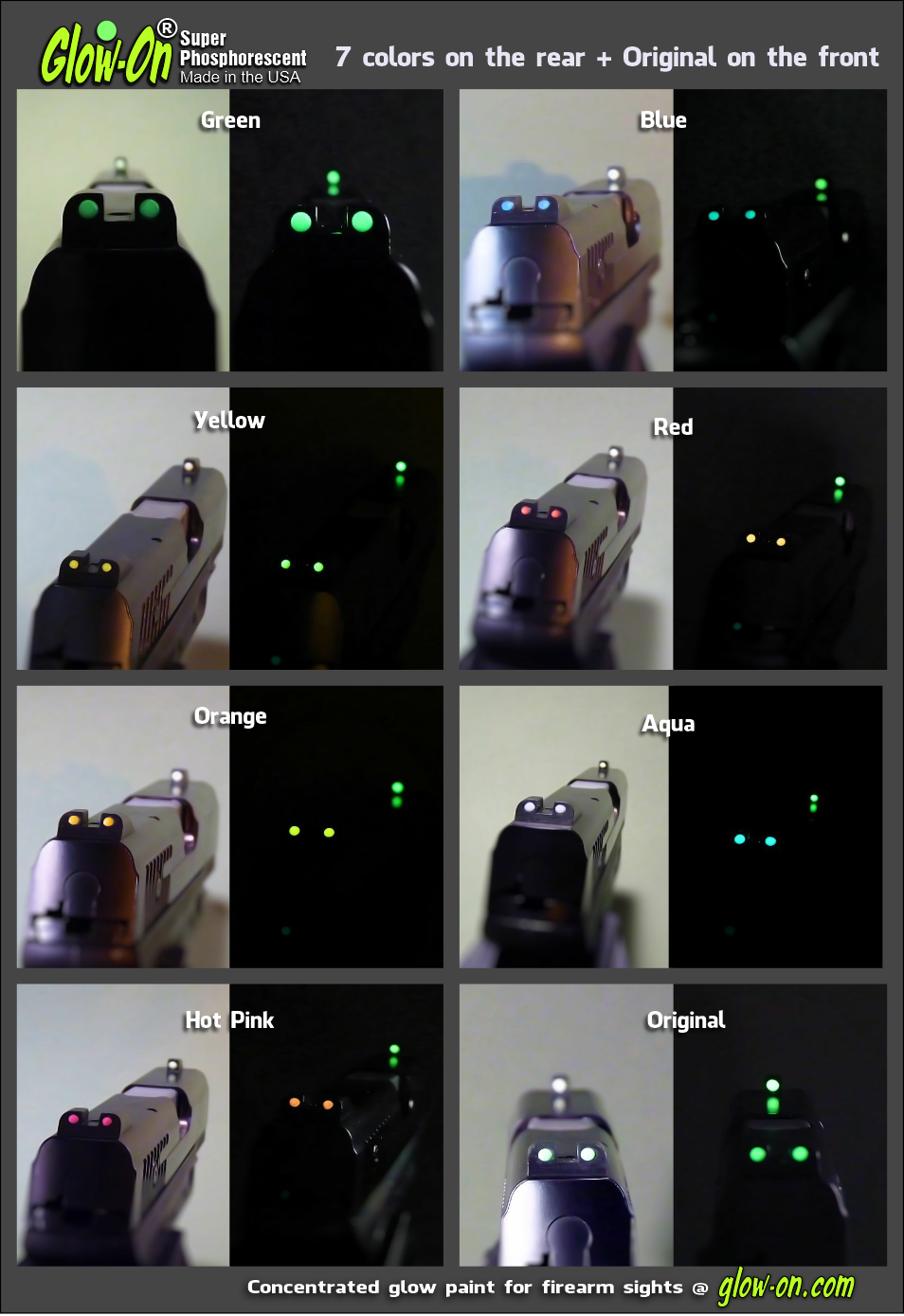 Glow-On Glow Night Sights Kit, Paint & Film 2.3ml paint +7 x 3.3cm Glow Film