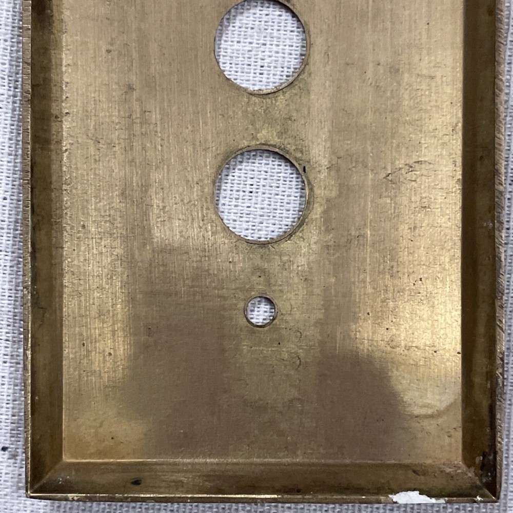 Push Button Single Light Switch Cover Plate Solid Heavy Brass Vintage 4.5 x 2.75