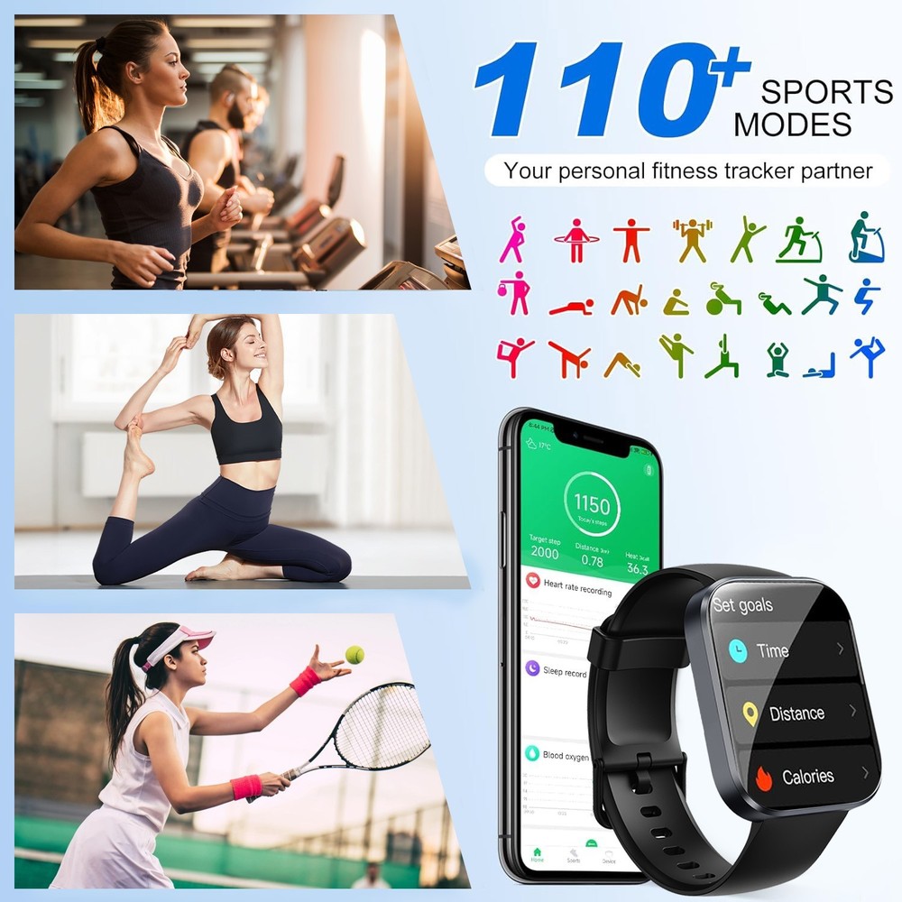 Smart Watch for Women Men, Smartwatch for iPhone & Android Bluetooth Compatible