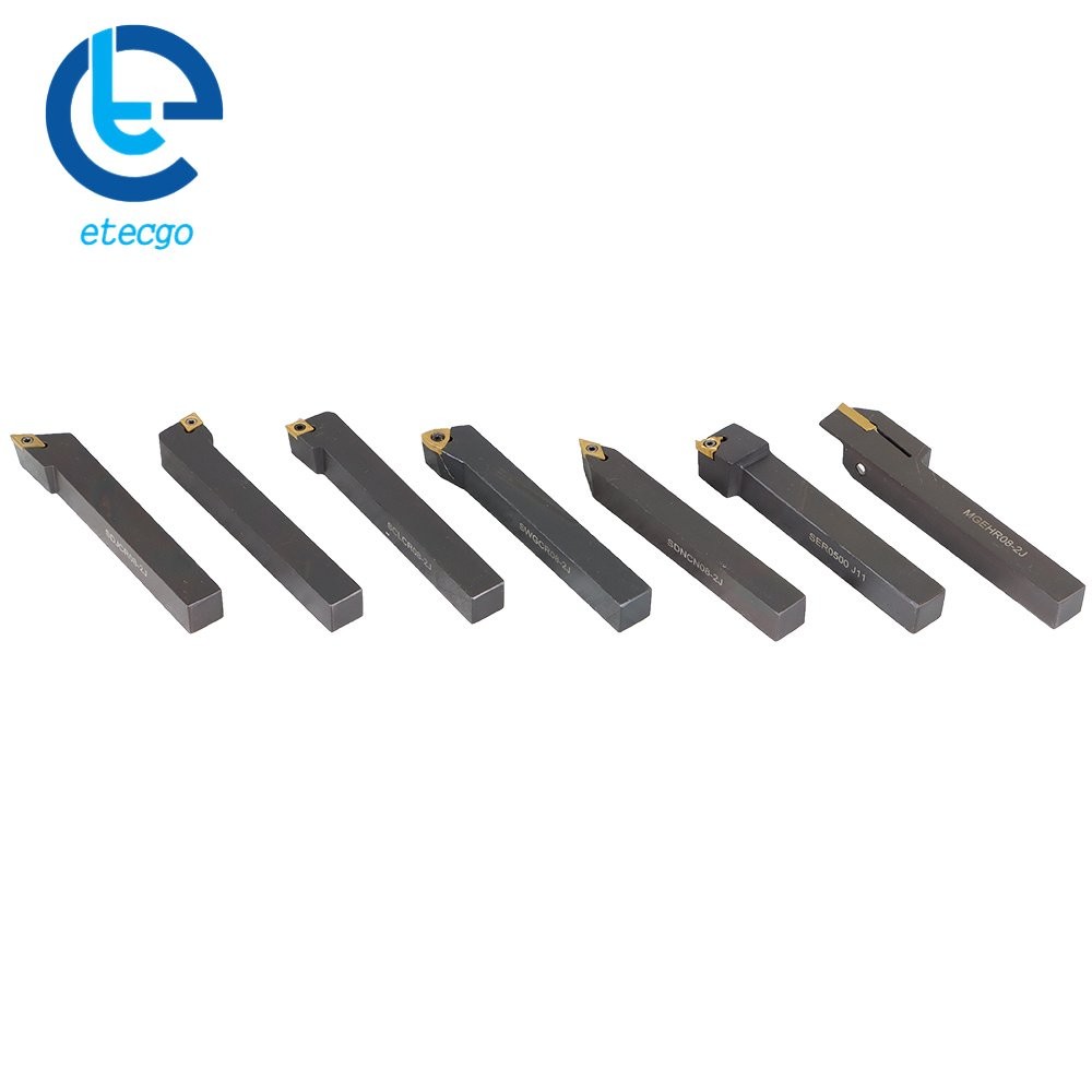 1/2" Lathe Turning Tools+Indexable Carbide Inserts With Storage Box 7Pcs