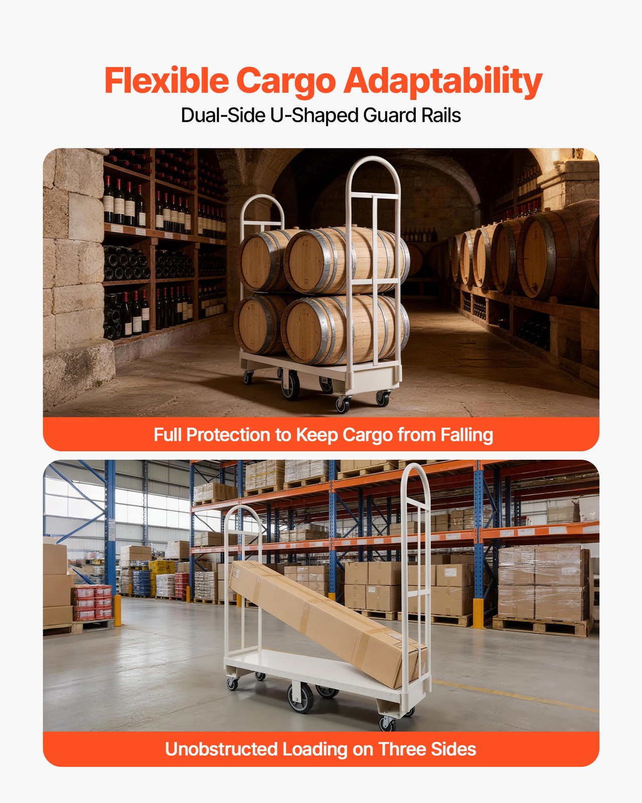 VEVOR U-Boat Platform Truck Dolly 2000 lbs Heavy Duty Hand Truck with Six Wheels