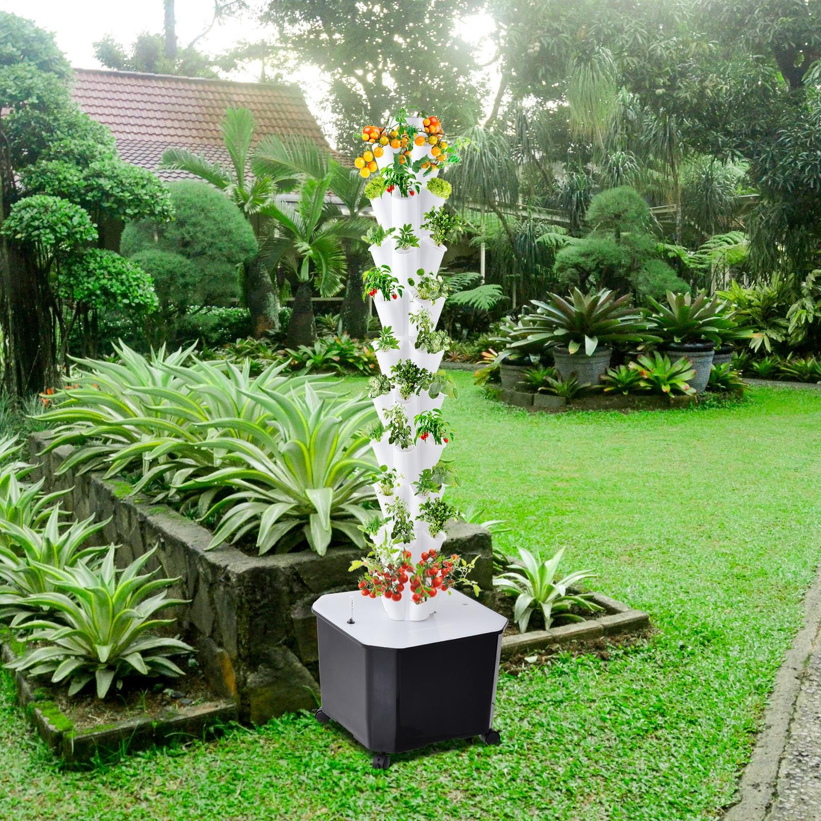 50 Pot Vertical Hydroponic System Tower Garden Aeroponics Home Grow Kit 10 Layer