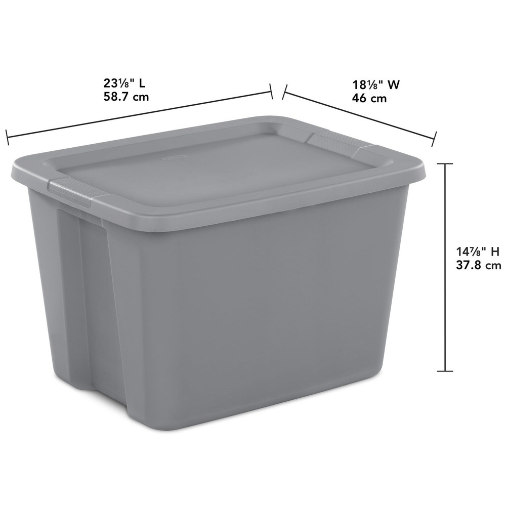 18 Gallon Large Storage Bin, Plastic Storage Container with Snap-On Lid, Gray