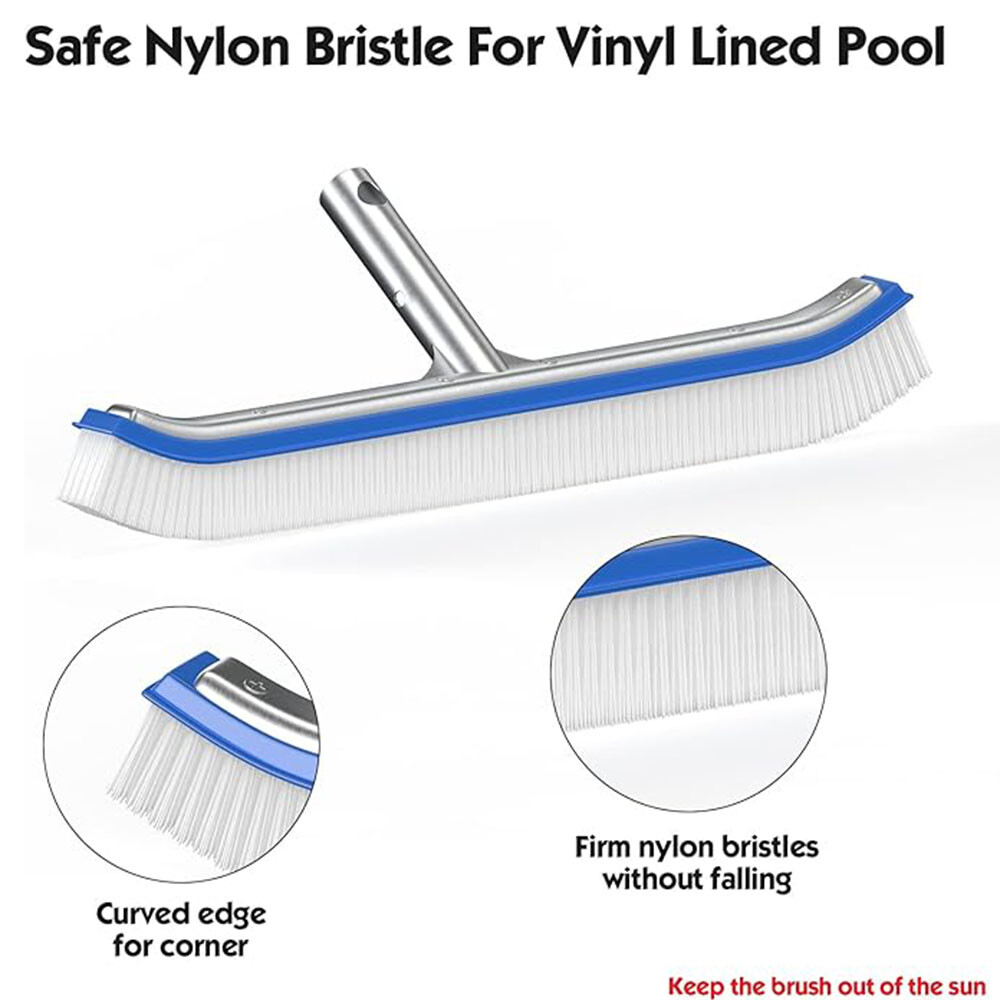18" Multi-Surface Pool Brush - Cleans Corners, Steps, Walls - Durable & Strong