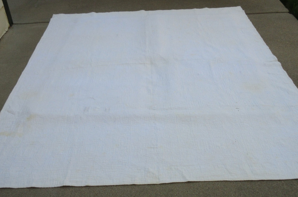 Quilted Patchwork Squares Quilt Hand Sewn 78" x 67"